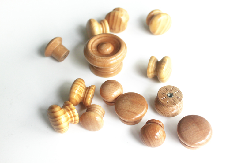 Wood Ball Knobs,Wooden Mushroom Knob,Natural Unfinished 