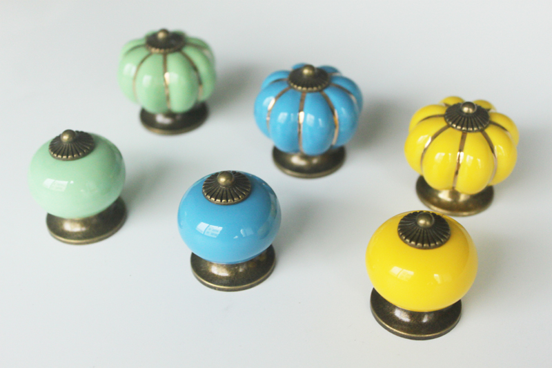 wholesale decorative colorful round ceramic porcelain door knob